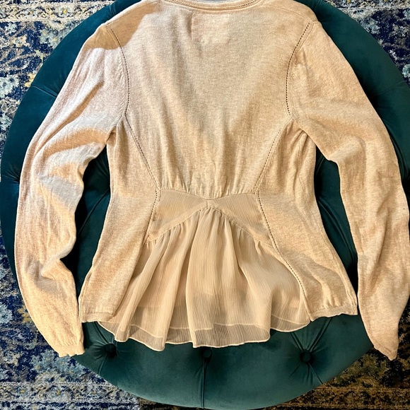 Anthropologie Angel of the North Ivory colored cardigan with tulle at back - Picture 2 of 3